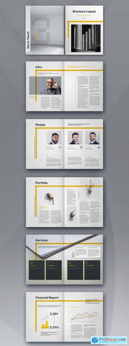 Brochure Layout with Yellow Overlay Elements 331726546
