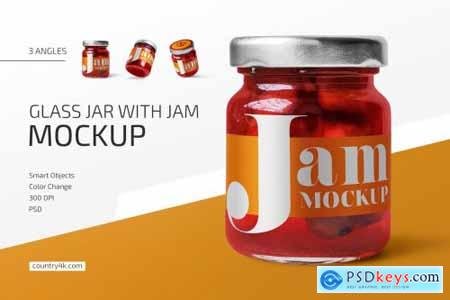Glass Jar with Jam Mockup Set 4649624