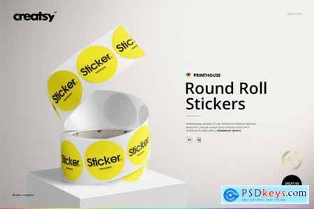 Round Roll Stickers Mockup Set 3912519