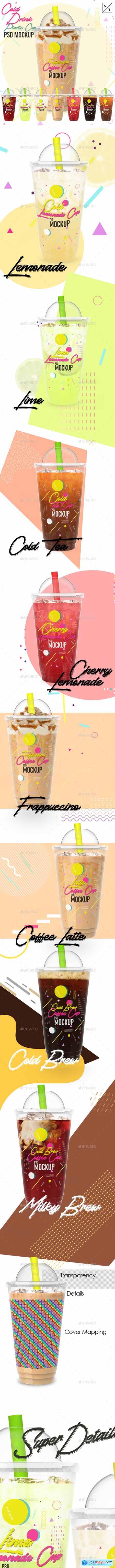 Cold Drink Plastic Cup PSD Mockup 24203974