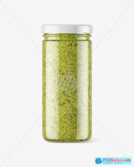 Clear Glass Jar with Pesto Sauce Mockup 56613