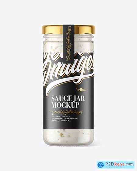 Clear Glass Jar with Garlic Sauce Mockup 56624