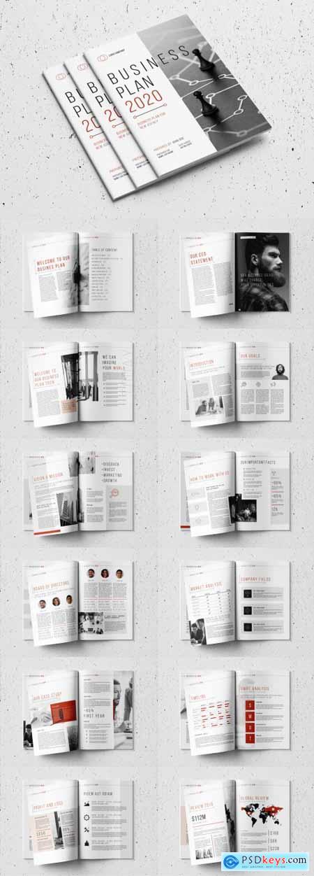 Business Plan Layout with Red Accents 332978192