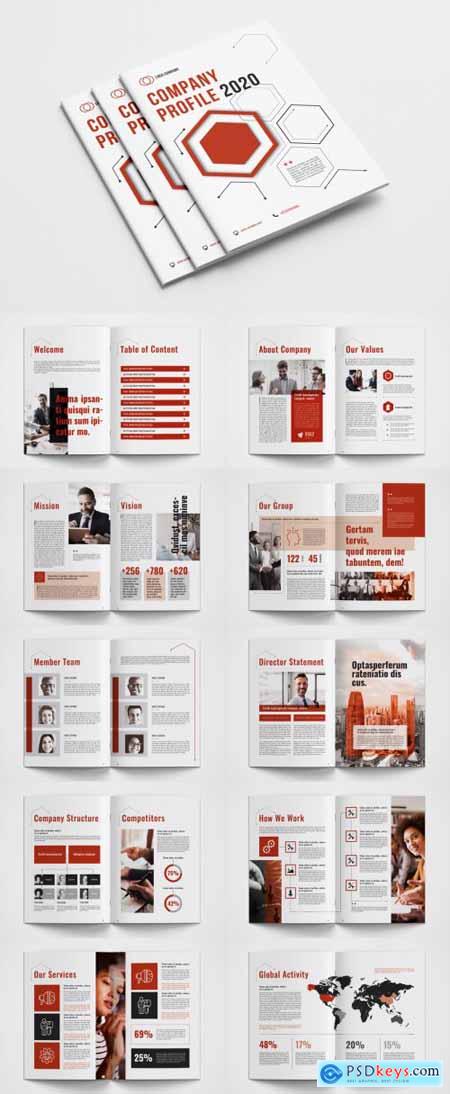 Company Profile Layout with Red Accents 333008740