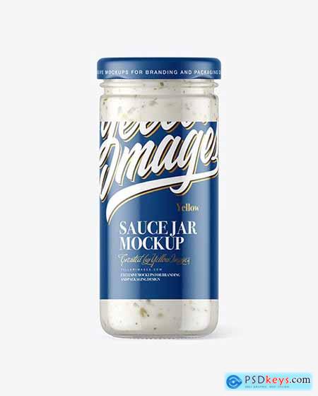 Clear Glass Jar with Garlic Sauce Mockup 56624