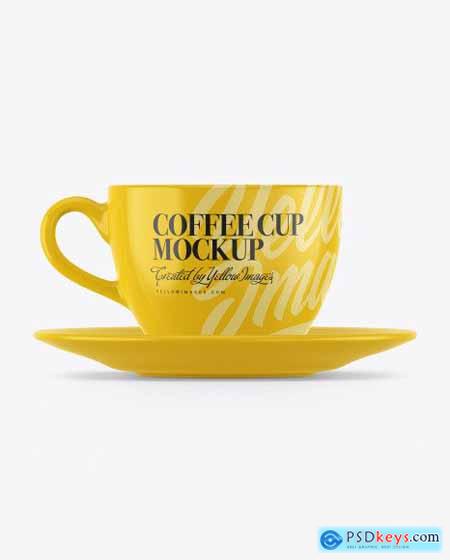 Glossy Coffee Cup w- Plate Mockup 56629