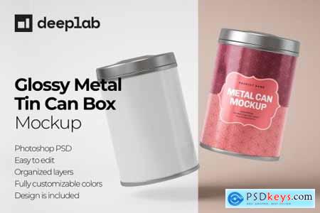 Glossy Metal Tin Can Box Mockup Set 4725196