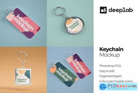 Silver & Card Keychain Mockup Set 4606587