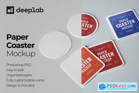 33 Paper Beverage Coaster Mockup Set 4752179