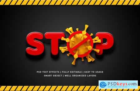 STOP Corona virus 3d text style effect