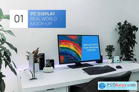 PC Display on Desk Real World Photo Mock-up