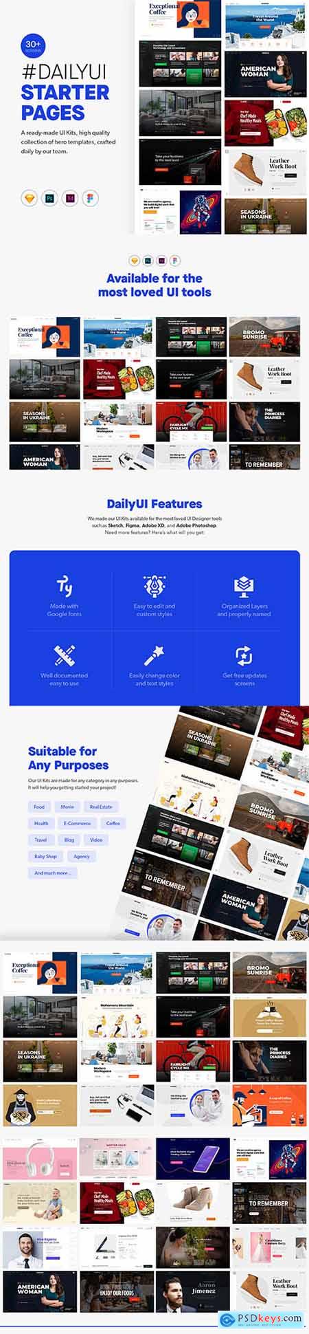 Daily UI Starter Pages - A ready-made UI Kits