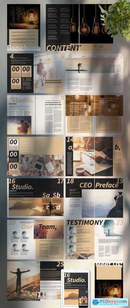 Brochure Layout with Tan Accents 334582608
