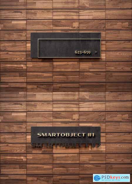 Gold & Stone Sign Logo Mockup on Wooden Wall 334579536