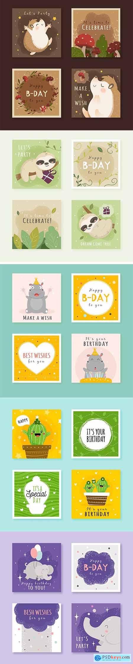 Birthday Cards with Colorful Party Elements