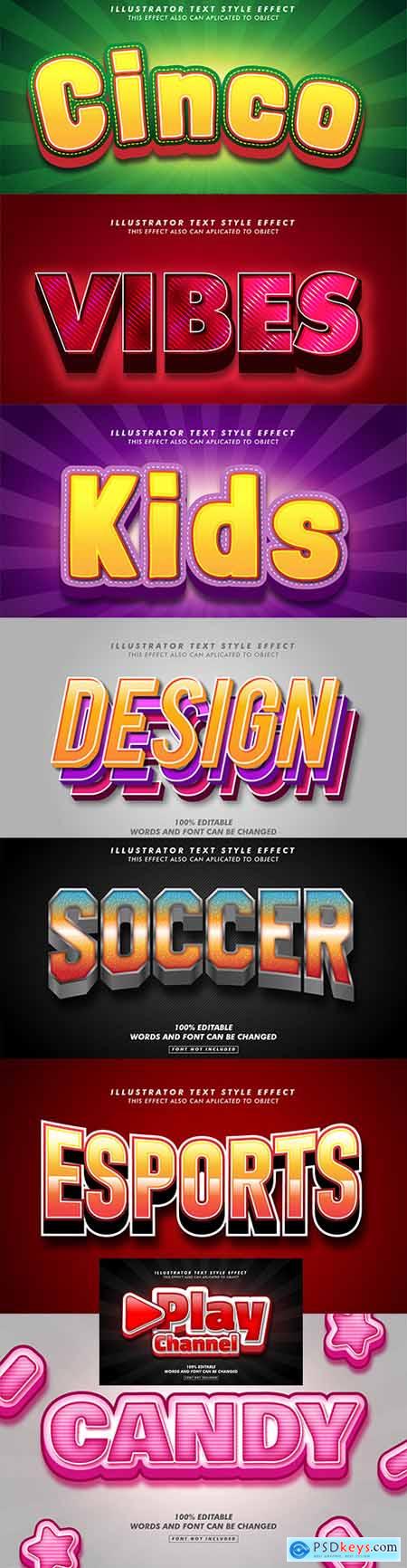Editable font effect text collection illustration design 49
