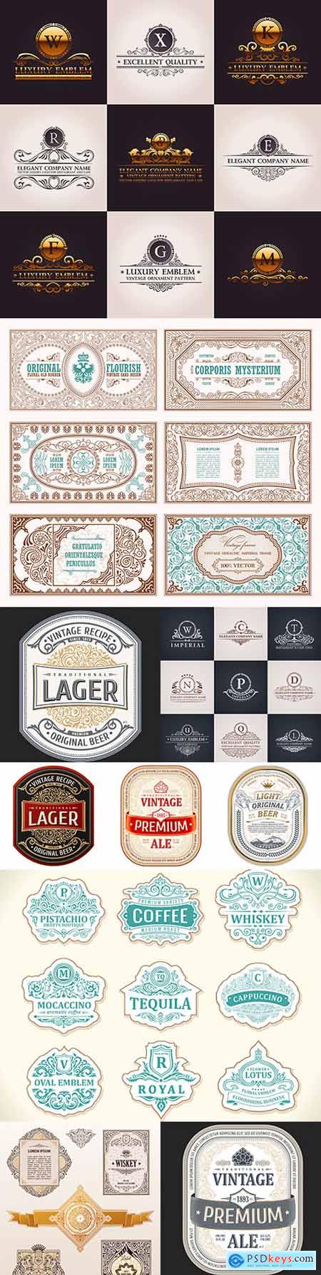 Vintage frames and luxury logos with ornament » Free Download Photoshop ...