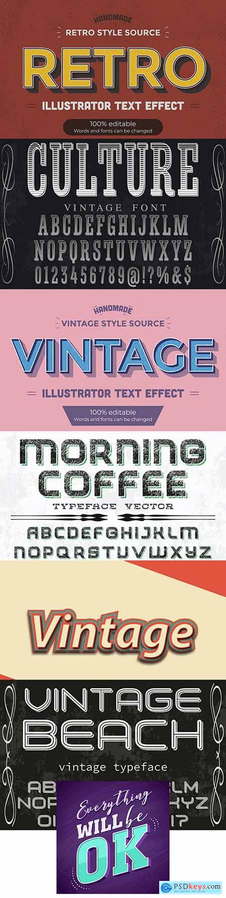 Vintage font editable effect collection illustration
