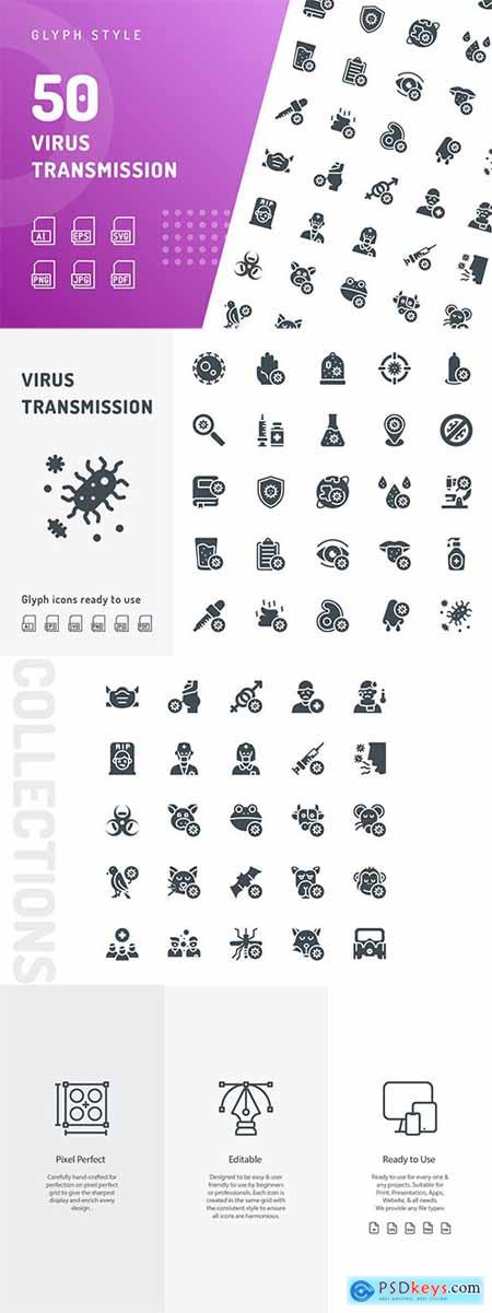 Virus Transmission Glyph Icons