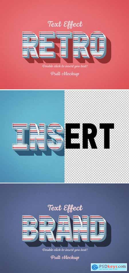 Retro 3D Text Effect with Blue and Red Stripes 334817019