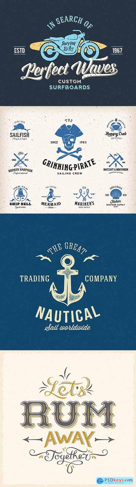 Marine retro logo and design label template