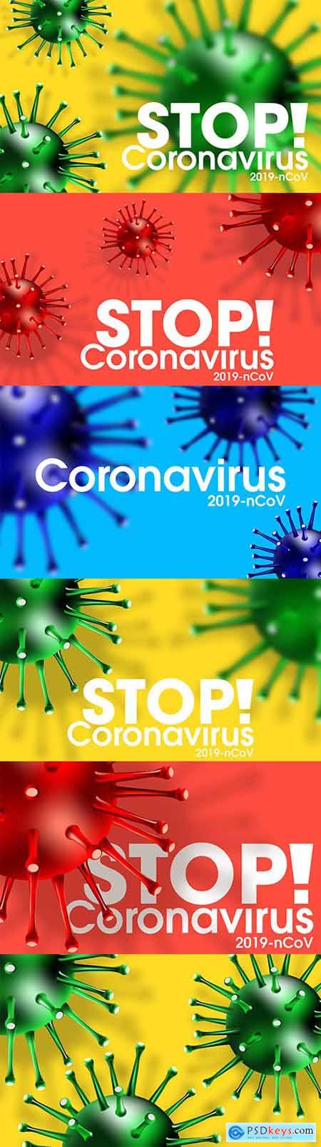 Coronavirus medical realistic illustration from 3d viral cells