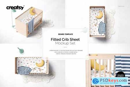 Fitted Crib Sheet + Adds Mockup Set 4394411