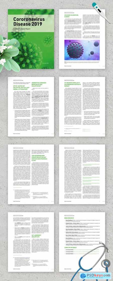 Medical Technical Report Brochure Layout with Green Accents 335364169