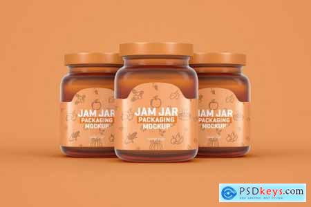 Glass Jam Jar Packaging Mockup 4321463