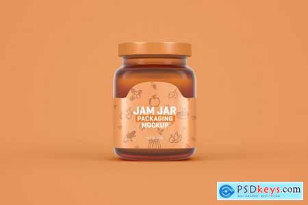 Glass Jam Jar Packaging Mockup 4321463