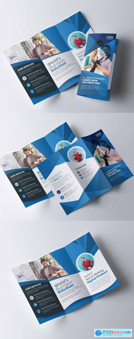 Blue Corporate Trifold Business Brochure Layout 335409813