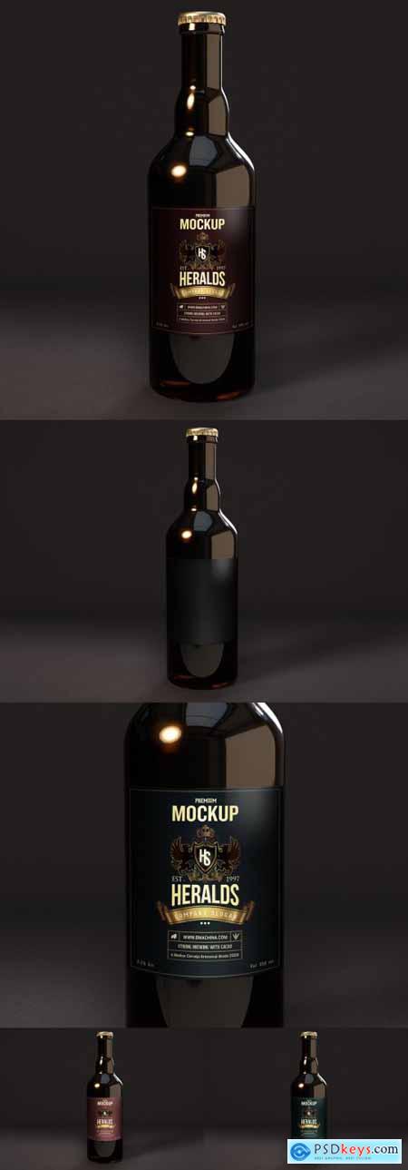 Dark Beer Bottle Mockup 335355014