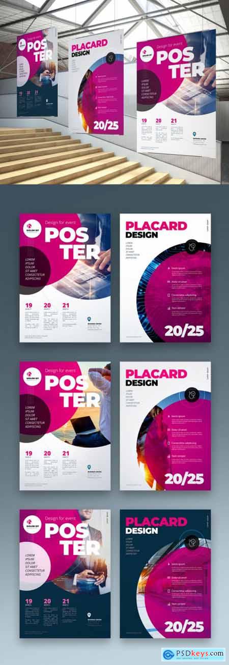 Business Poster Layout with Pink Circles 334853011