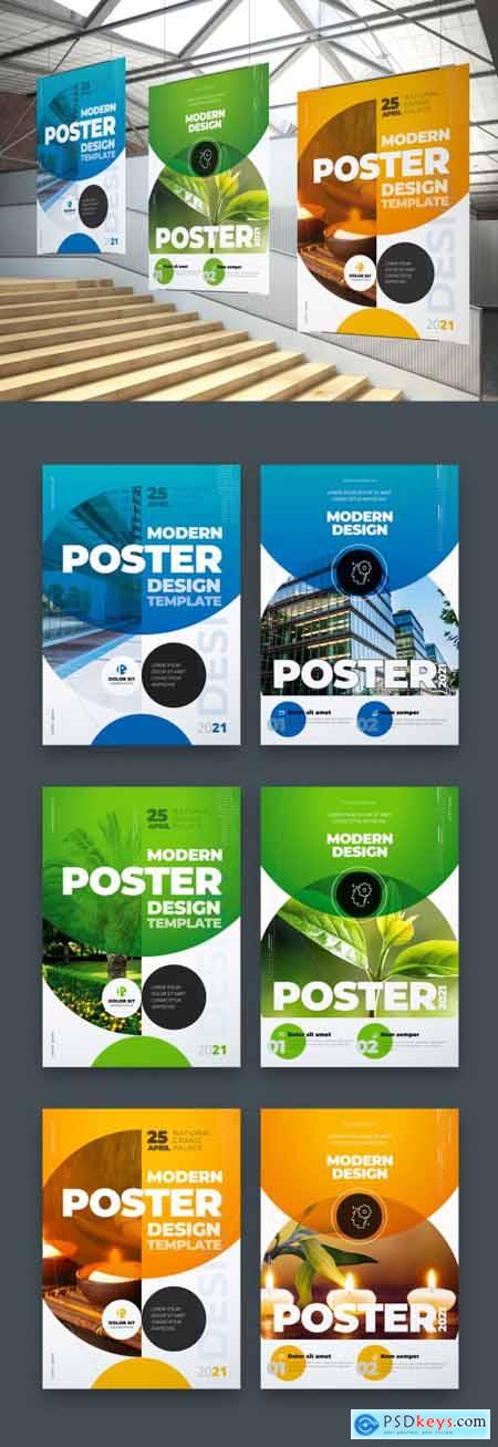 Poster Layout with Half Circle Shapes 334852754