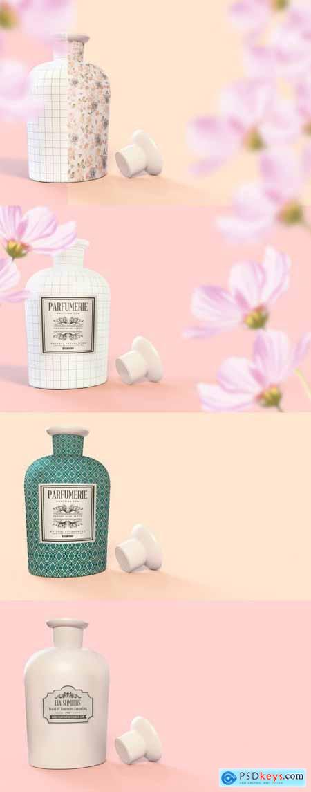 Patterned Label Perfume Bottle Mockup 335333146