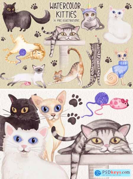 Watercolor Cats Collection 3783956