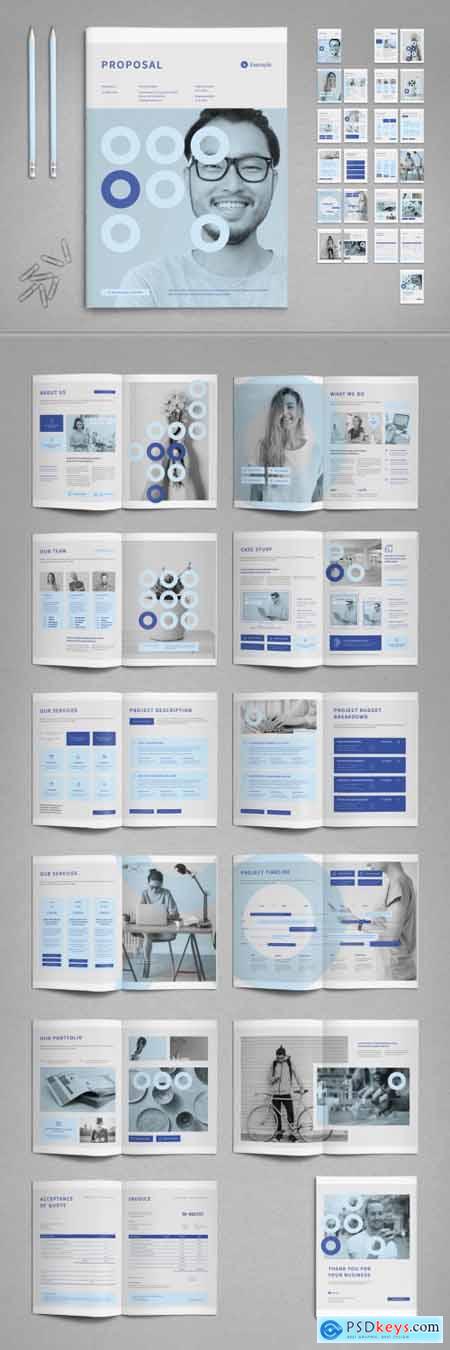 Agency Proposal Layout in Pale Blue and Light Gray 336176345