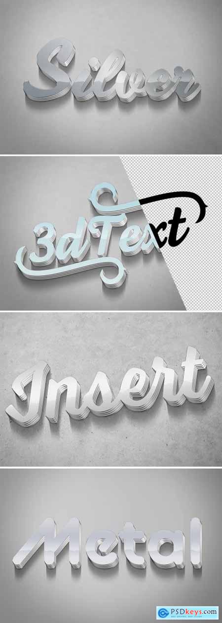 3D Silver Text Effect Style Mockup 336441384