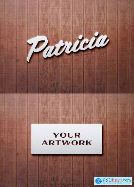 White Plastic Sign on Wooden Wall Mockup 336527586