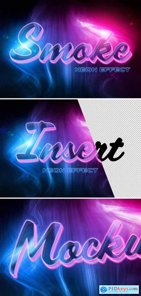 Neon Text Effect with Smokes Mockup 336445951