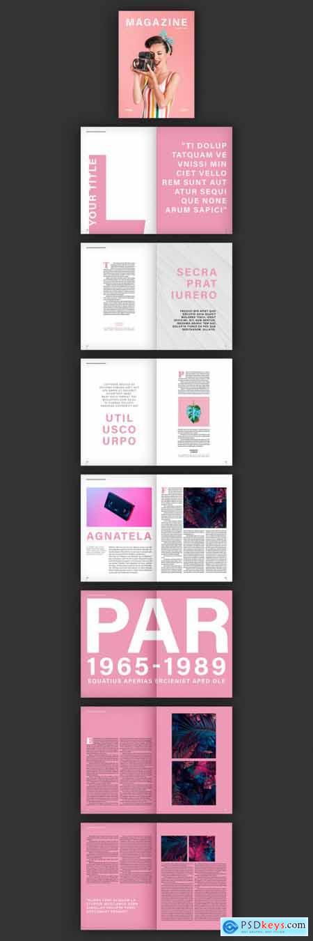Magazine Layout with Pink Accents 332475480