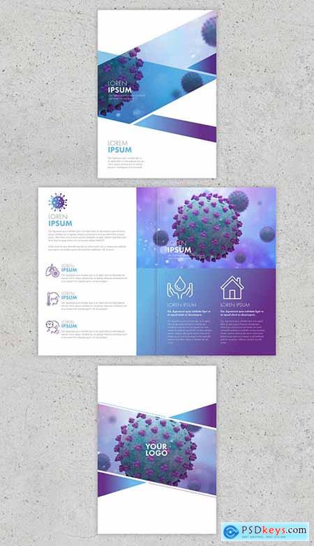 Blue and Purple Coronavirus Informational Trifold Brochure Layout 333538014
