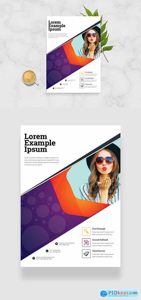 Business Flyer Layout with Purple and Orange Accents 334210098