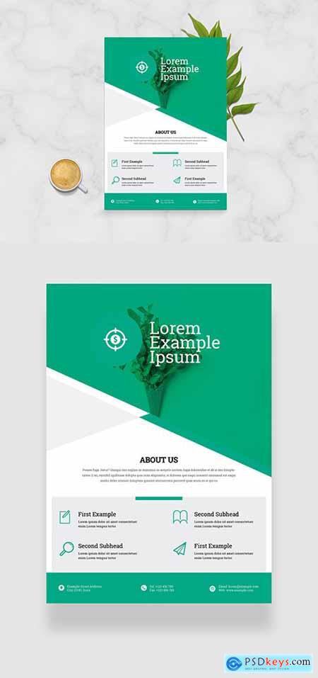 Business Flyer Layout with Green Geometric Elements 333287431