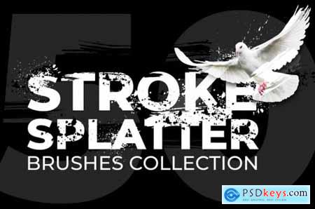 50 Stroke Splatter Photoshop Brushes Collection
