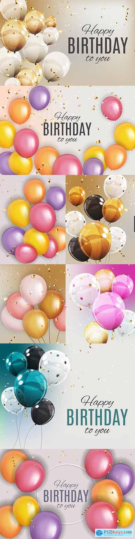 Happy birthday holiday invitation realistic balloons 12