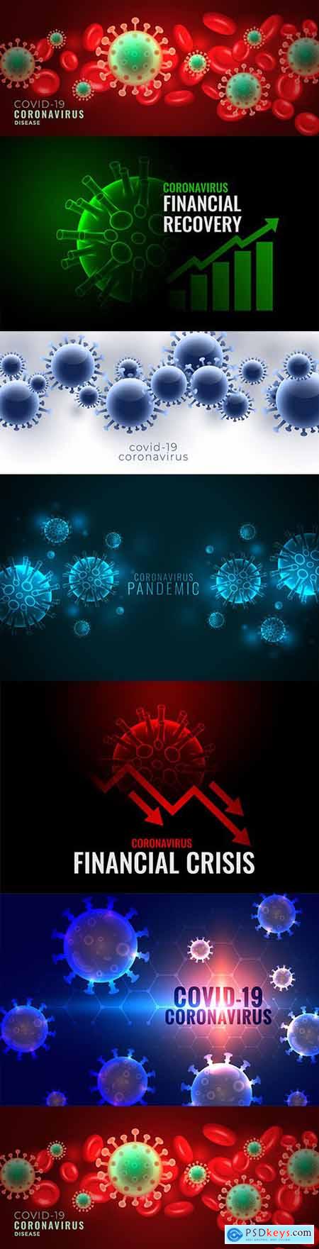 Coronavirus covid-19 pandemic banner with viral cells