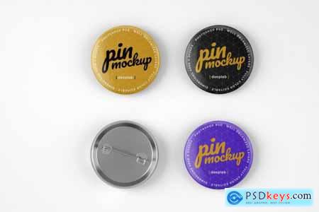 Glossy Button Pin Mockup Set 4489316