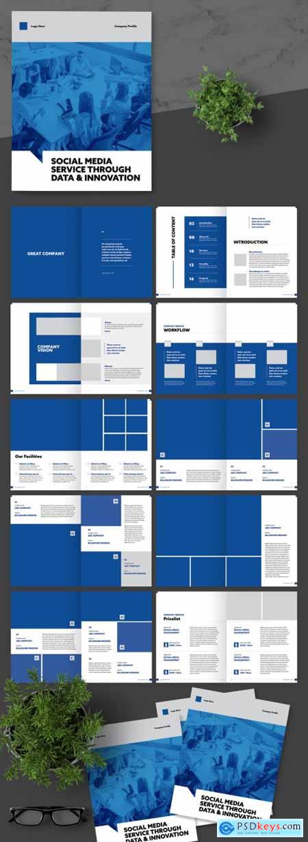 Company Profile Portfolio Layout with Blue Accents 337486935
