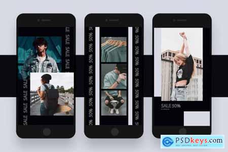 Clean Minimal Black and White Instagram stories template pack